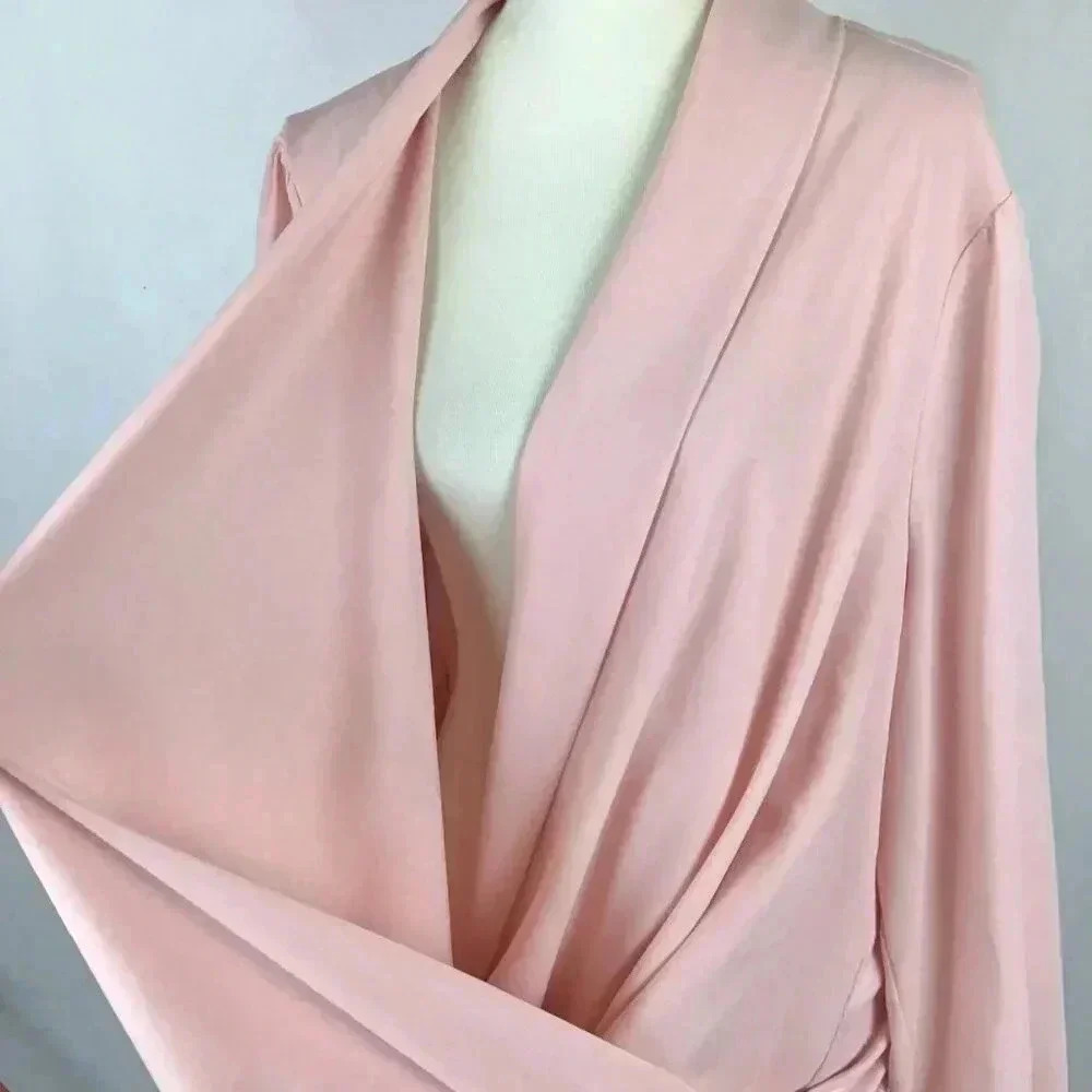 Bisou Bisou Michele Bohbot Blush Pink Wraparound Bubble Hem Top Puff Sleeves 3X - Picture 7 of 12
